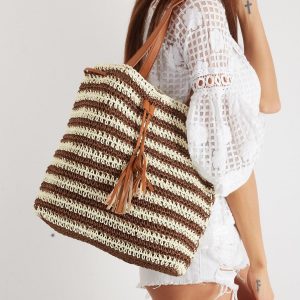 Brown Braided Ladies Bag