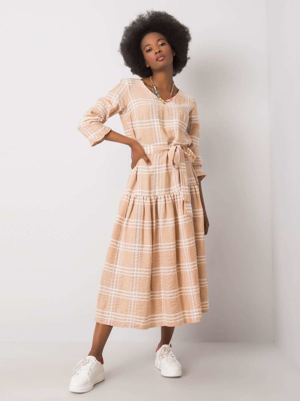 Beige checkered dress Giana