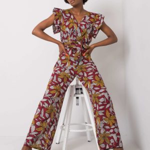 Burgundy Casja pattern jumpsuit