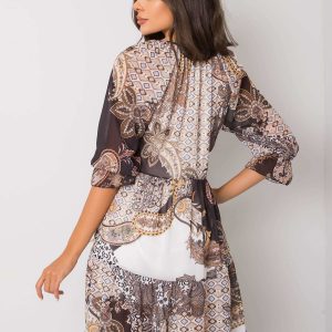 Beige dress with ethnic patterns Corrine RUE PARIS