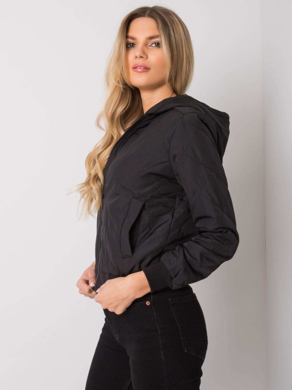 Larah Black Quilted Hooded Jacket