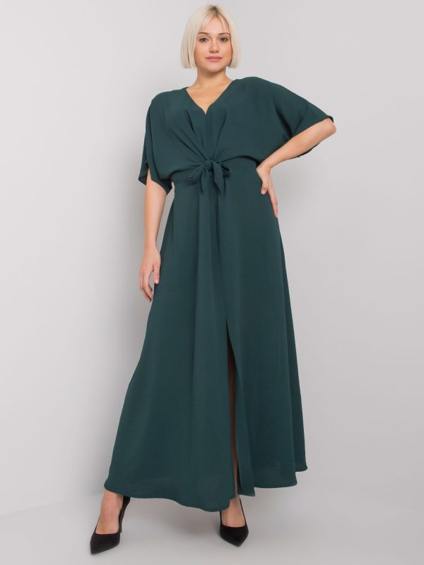 Dark green dress with slit Bethany RUE PARIS