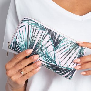 Pink wallet with vegetable patterns