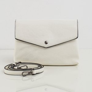 White eco-leather handbag with flip