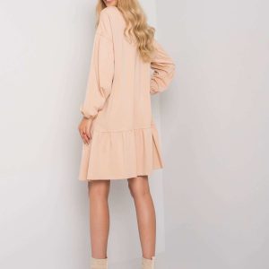 Beige dress with flounce Shadia