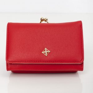 Red Women's Wallet with White Fastener