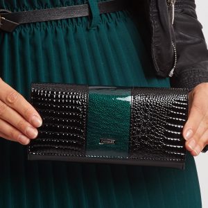 Green Black Black Leather Wallet