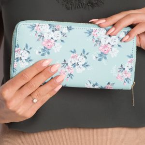 Mint wallet with flowers