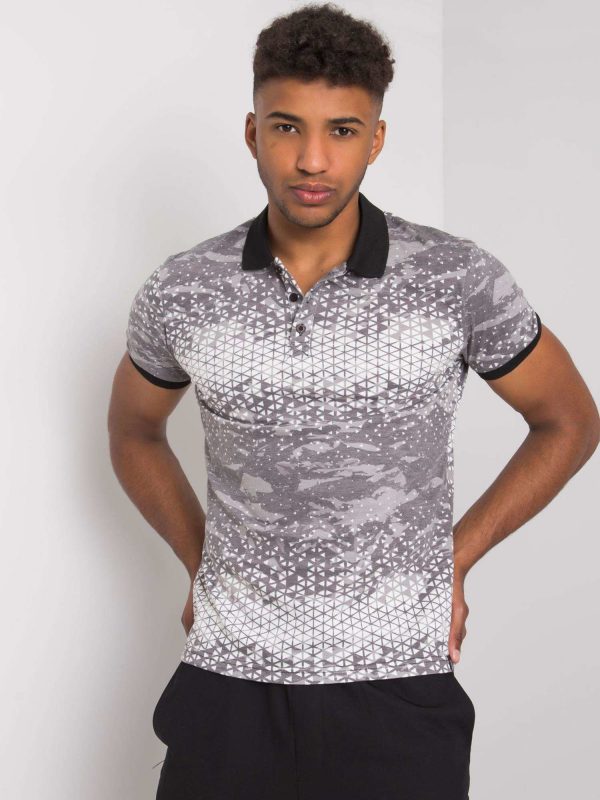 Grey and White Jacob Men's Polo Shirt