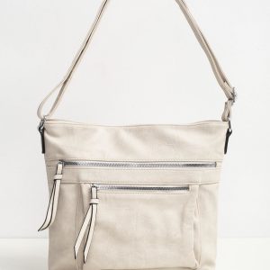 Cream bag with zippers