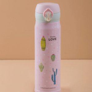 Light pink thermos with print