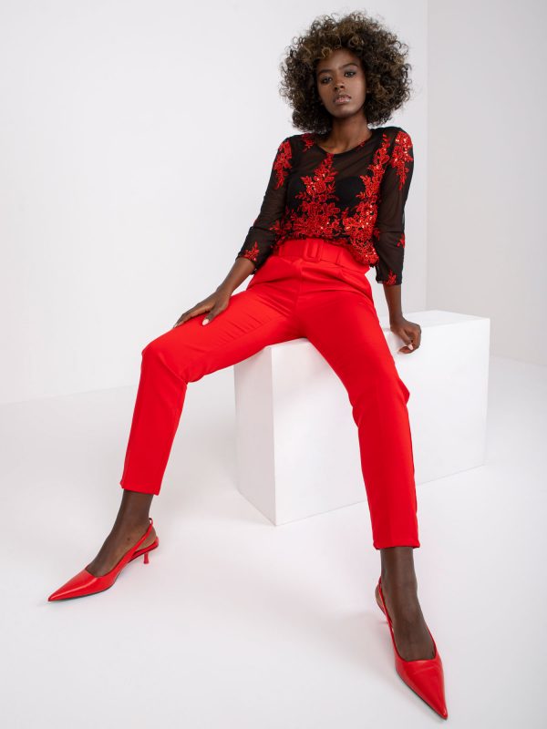 Red pants elegant with Giulia belt