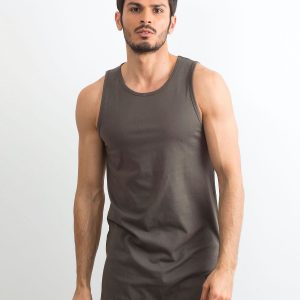 Khaki men's long tank top