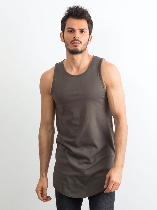 Khaki men's long tank top