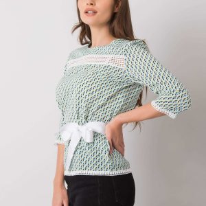 White and green blouse with Ifrah patterns