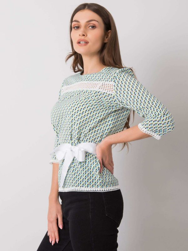 White and green blouse with Ifrah patterns