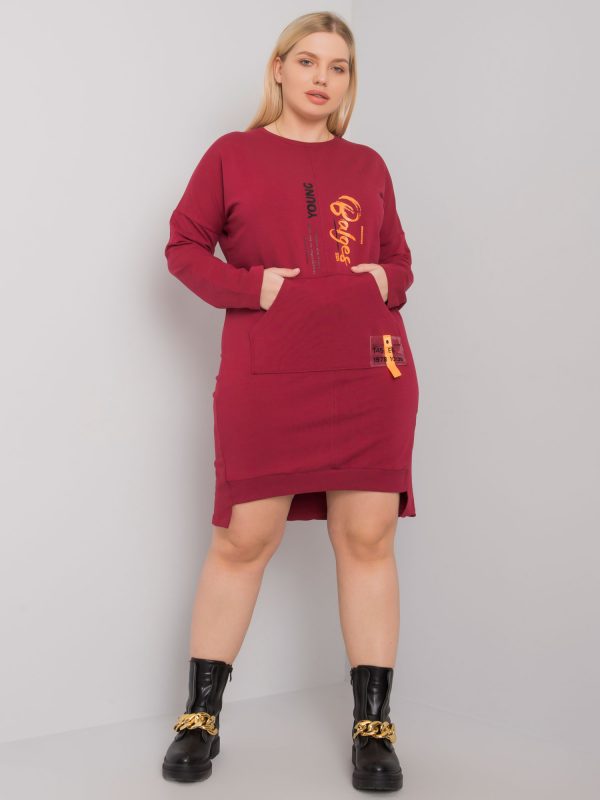 Burgundy plus size sweatshirt dress Akira