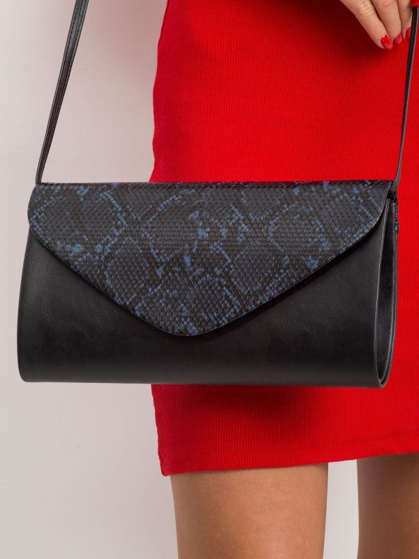 Black clutch bag with snake skin motif