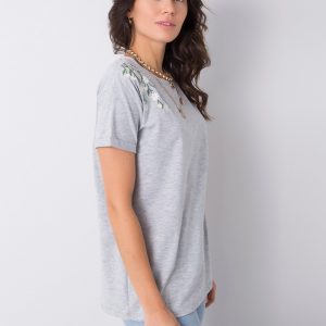 Grey t-shirt with embroidery Quincy