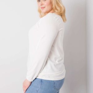 Ecru Cotton Plus Size Long Sleeve Hailey Blouse