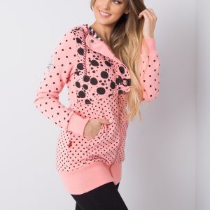 Pink long polka dot hoodie