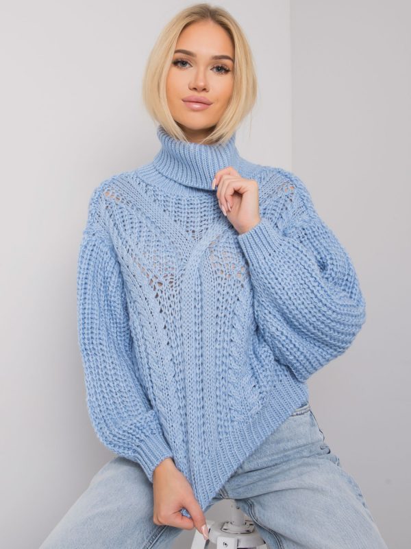 Mansfield RUE PARIS women's blue turtleneck sweater