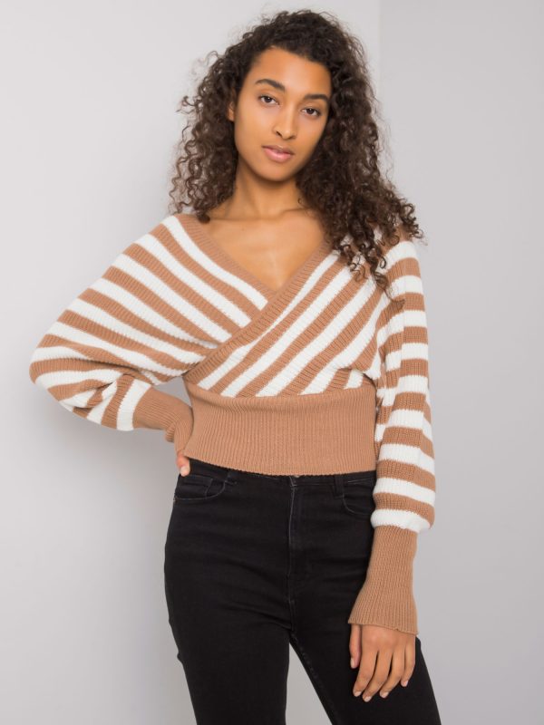 Camel and white striped sweater Courtie RUE PARIS