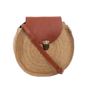 Dark Beige Round Braided Handbag