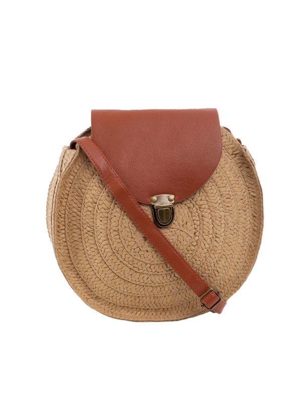 Dark Beige Round Braided Handbag