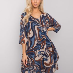 Blue and beige loose dress Pinerolo