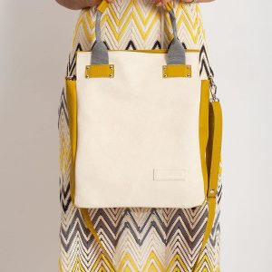 Beige eco-leather city bag