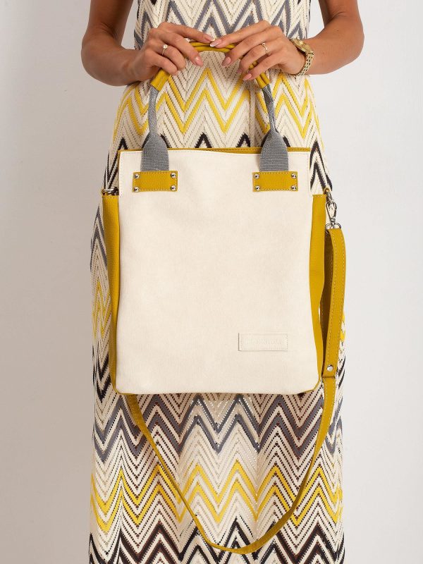 Beige eco-leather city bag