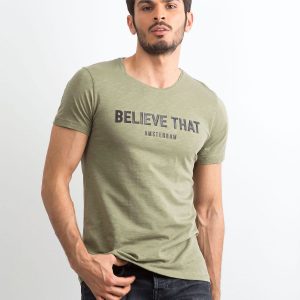 Khaki cotton t-shirt for men