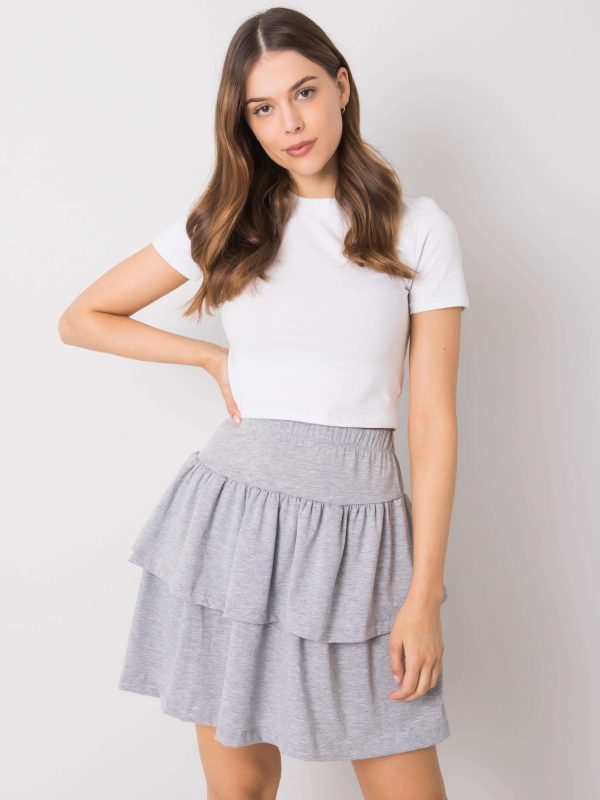 Gray Jenny Ruffle Mini Skirt