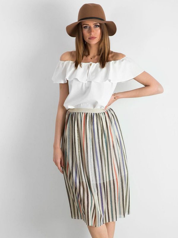 Skirt with colorful stripes with metallic thread