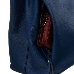 Dark blue genuine leather bag BADURA