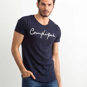 Navy blue T-shirt for men with inscription