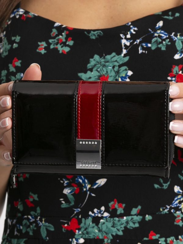 Black Leather Patent Wallet