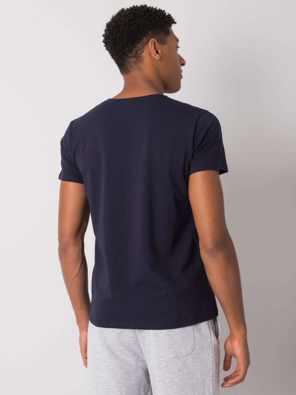 Navy blue T-shirt for men with colorful print Adriel