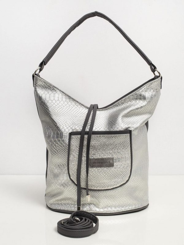 Silver Ladies Bag with Pocket