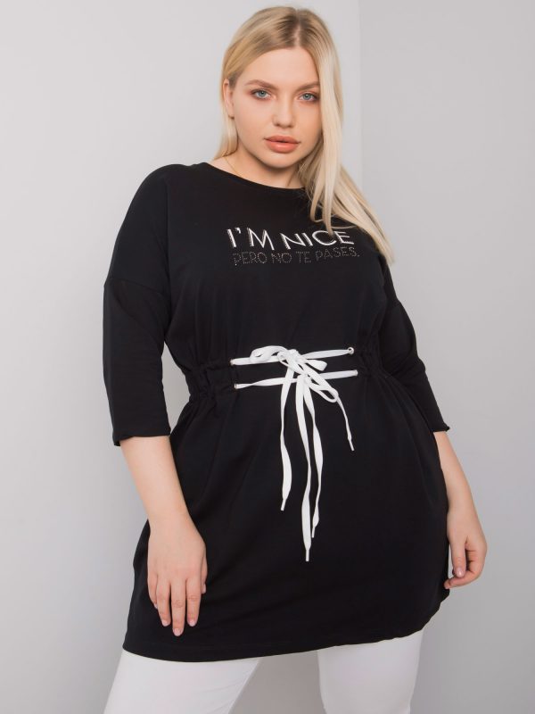 Black tunic plus size with Tulsa binding