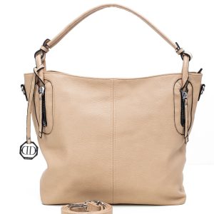 Beige eco-leather shoulder bag