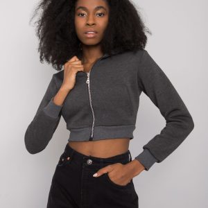 Dark grey melange short sweatshirt Ann RUE PARIS