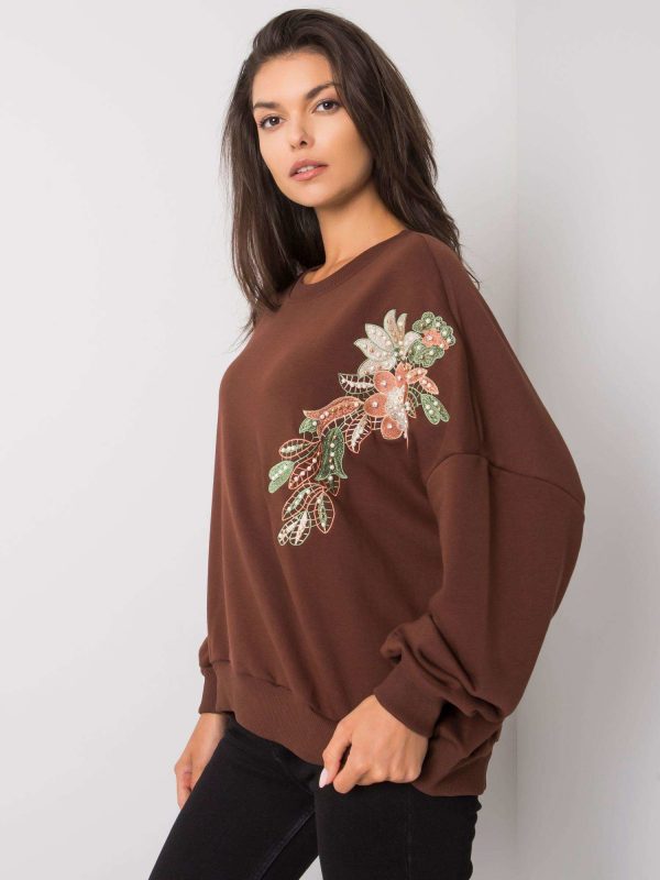 Dark brown sweatshirt with Nour applique