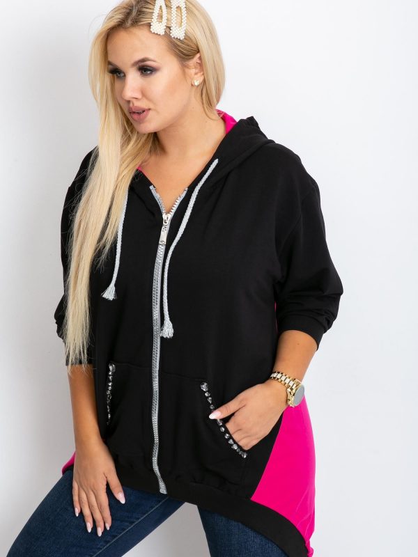 Black and Pink Plus Size Diamond Sweatshirt