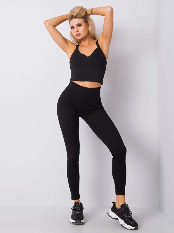 Black Vesper Ribbed Leggings