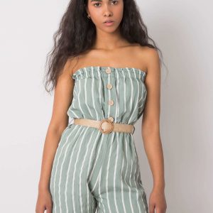 Green and white striped jumpsuit Soledad RUE PARIS