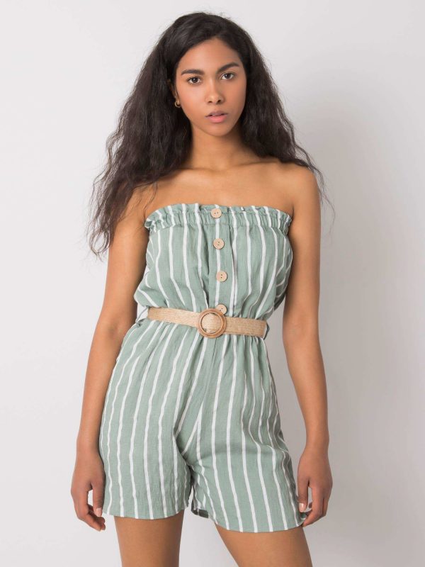 Green and white striped jumpsuit Soledad RUE PARIS