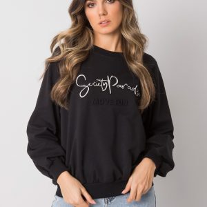 Black hooded sweatshirt for women Harriette RUE PARIS