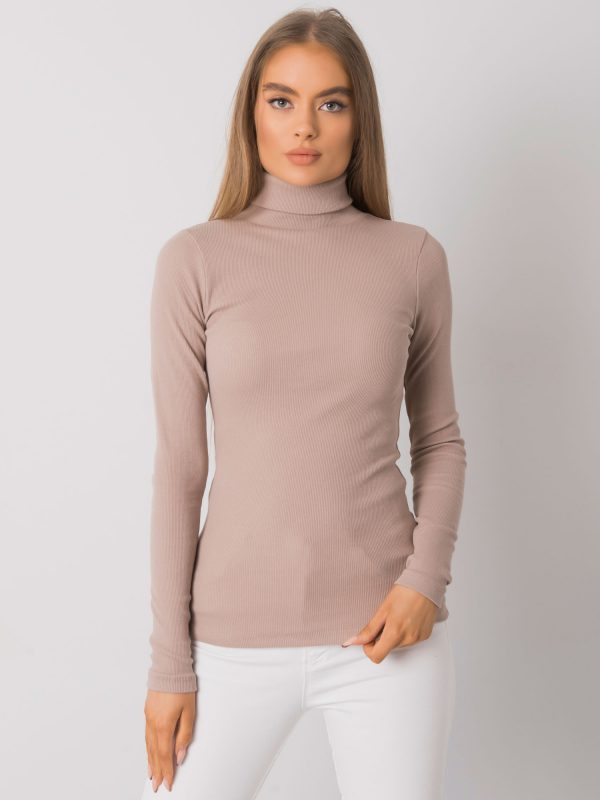 Dark beige blouse with turtleneck Elisee RUE PARIS